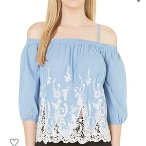 A.BYER off the shoulder blouse.